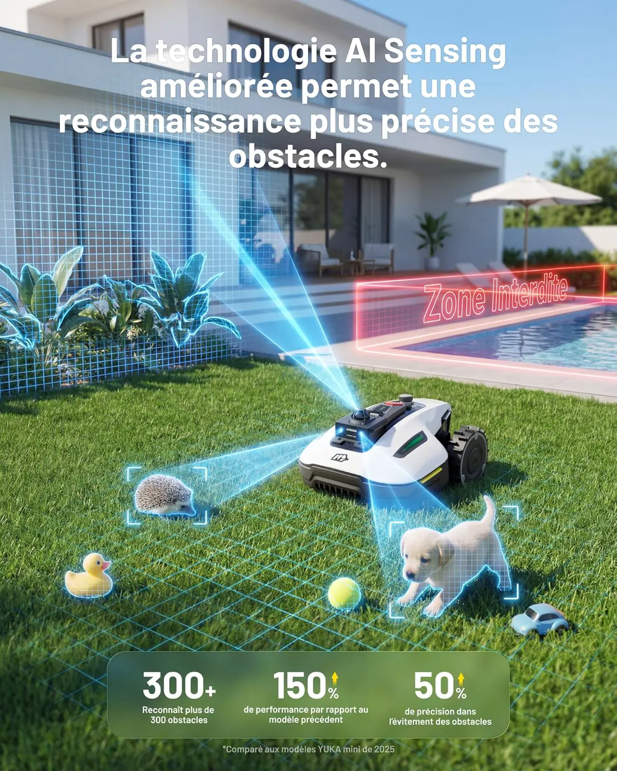 Robot tondeuse MAMMOTION YUKA Mini 2 800 LiDAR Robot Tondeuse… vue 5