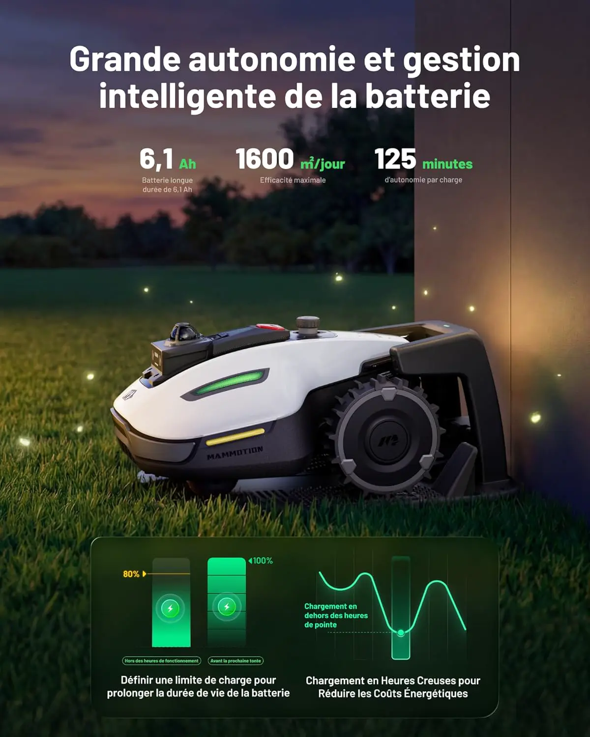 Robot tondeuse MAMMOTION YUKA Mini 2 800 LiDAR Robot Tondeuse… vue 7