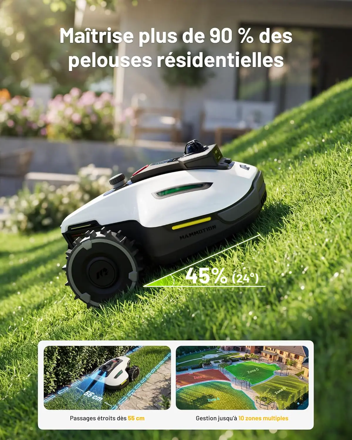 Robot tondeuse MAMMOTION YUKA Mini 2 800 LiDAR Robot Tondeuse… vue 9