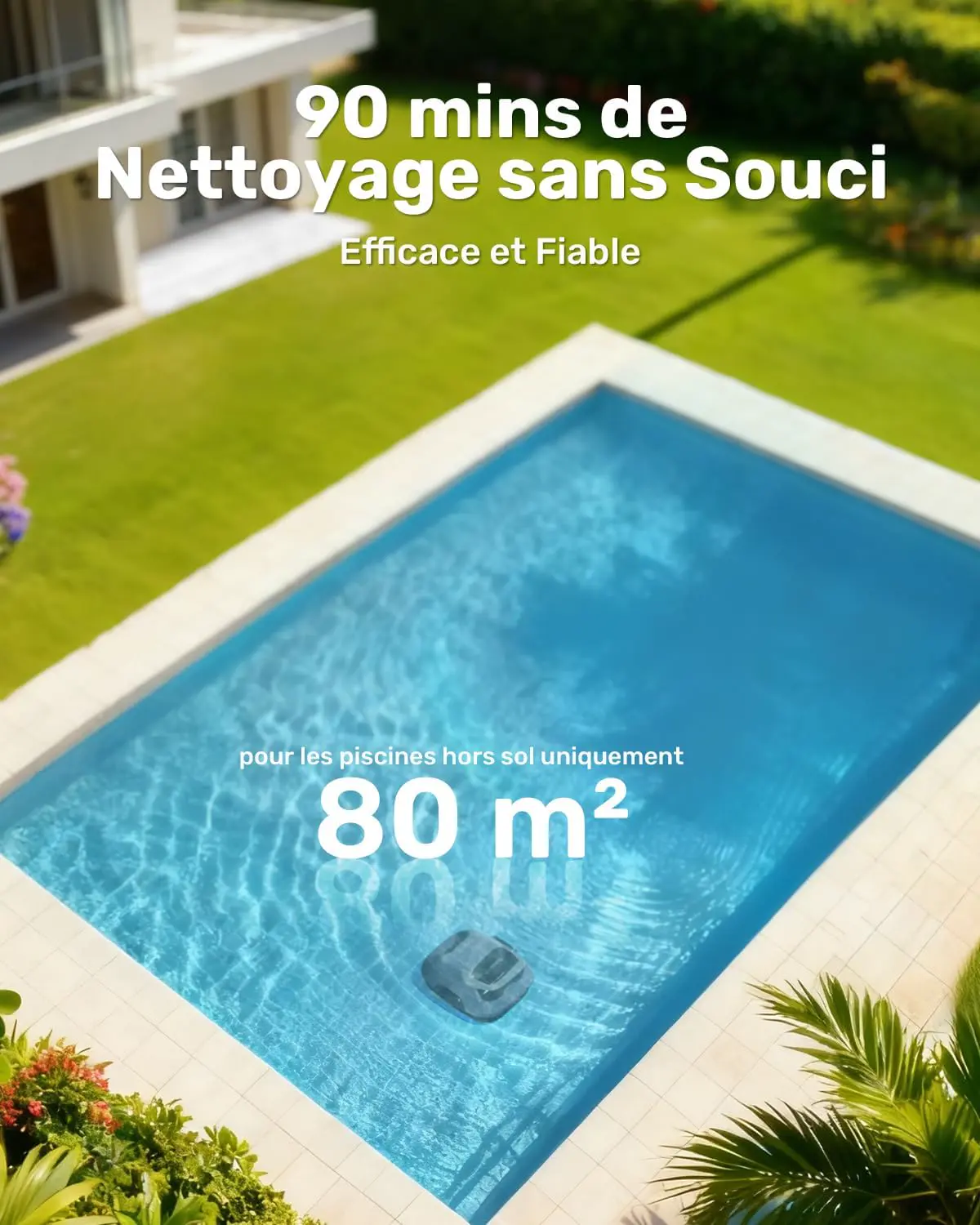 Robot piscine gris vue 4