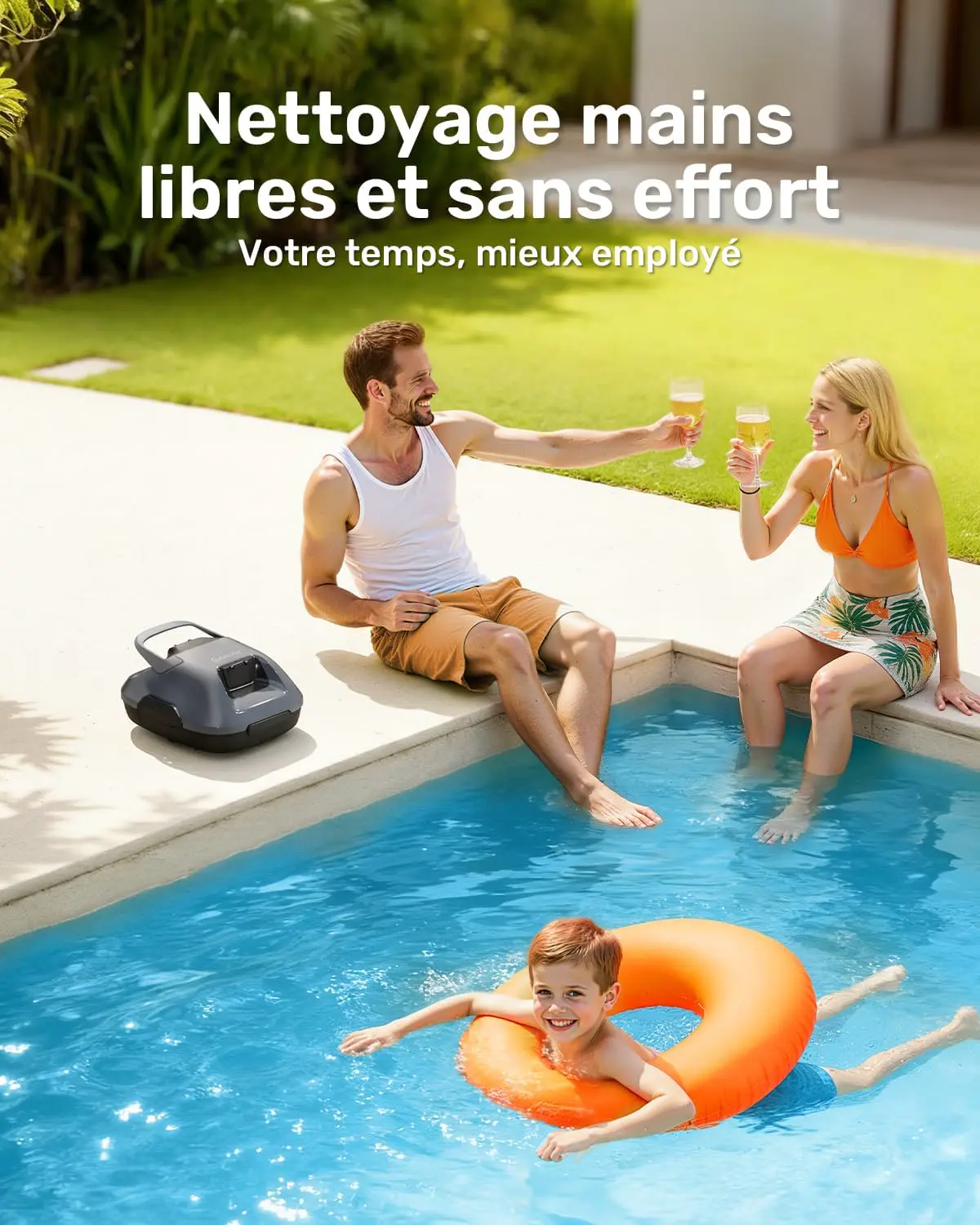 Robot piscine gris vue 7
