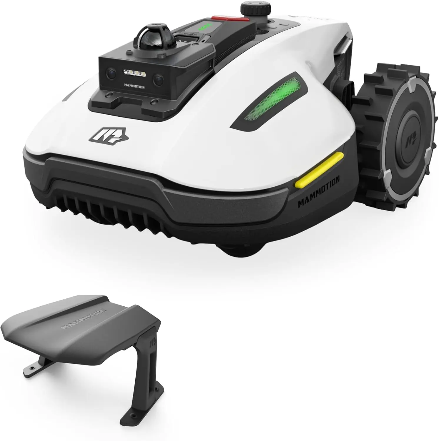 Robot tondeuse blanc vue 1
