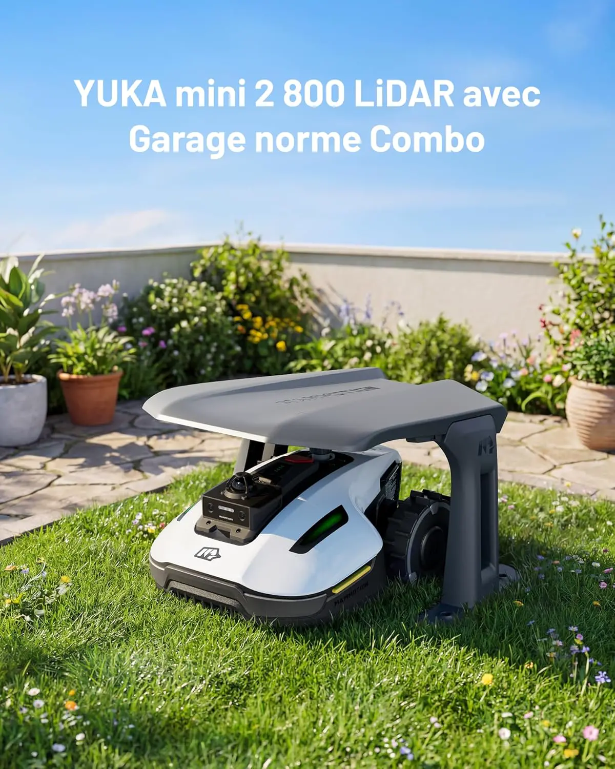 Robot tondeuse blanc vue 2
