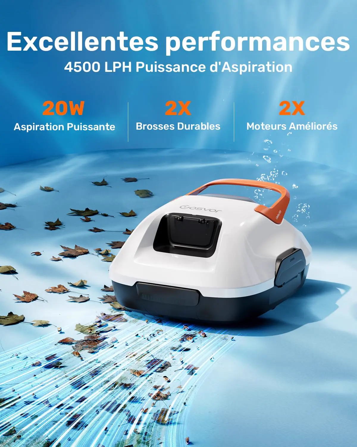 Robot piscine sable 80 m² vue 2