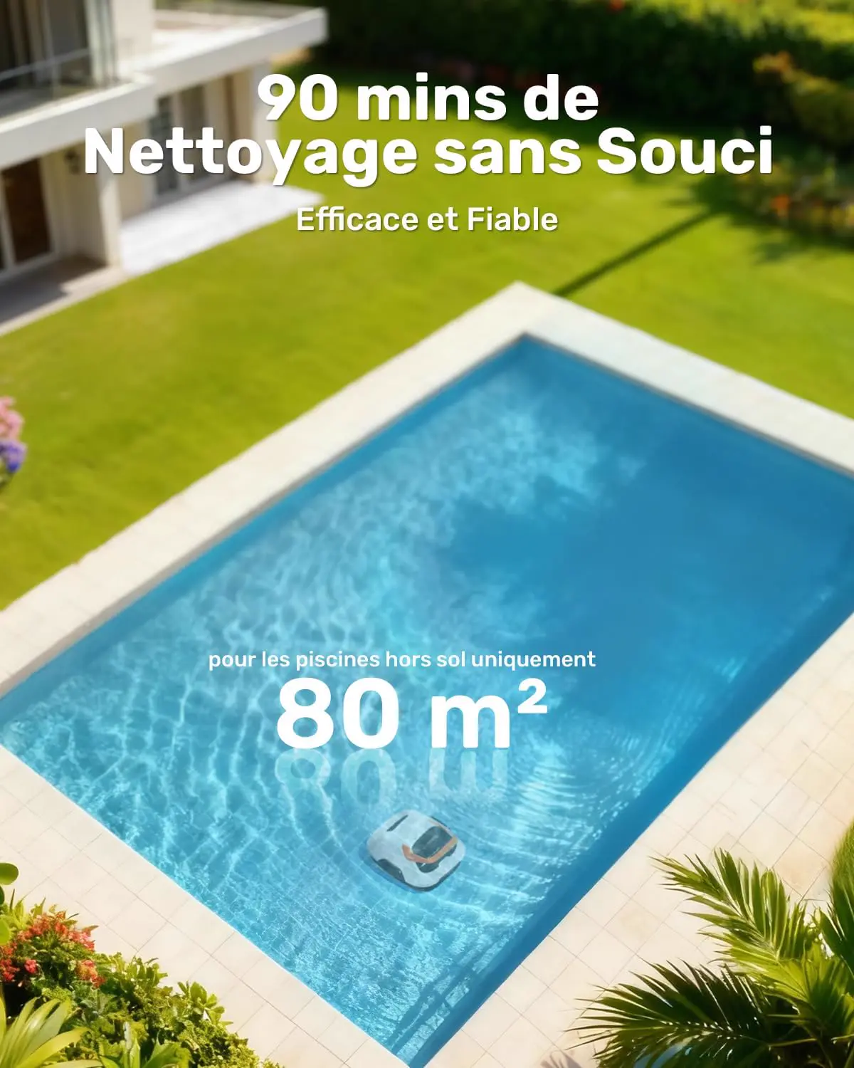 Robot piscine sable 80 m² vue 4