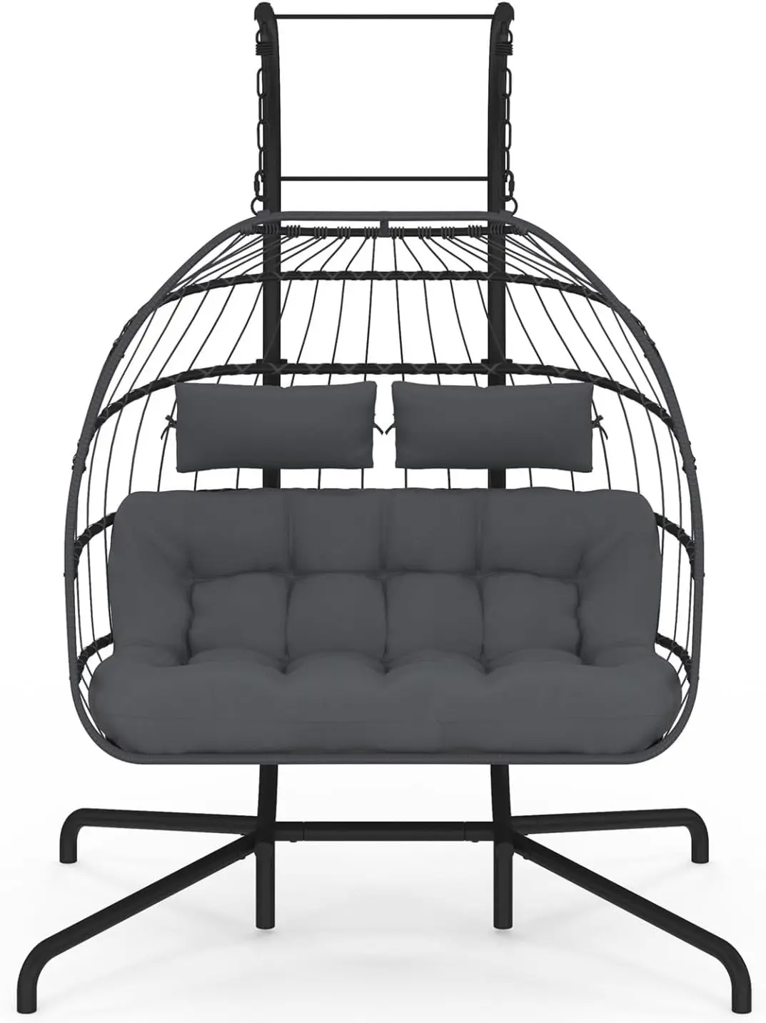 Fauteuils suspendus 2 places en rotin gris vue 5