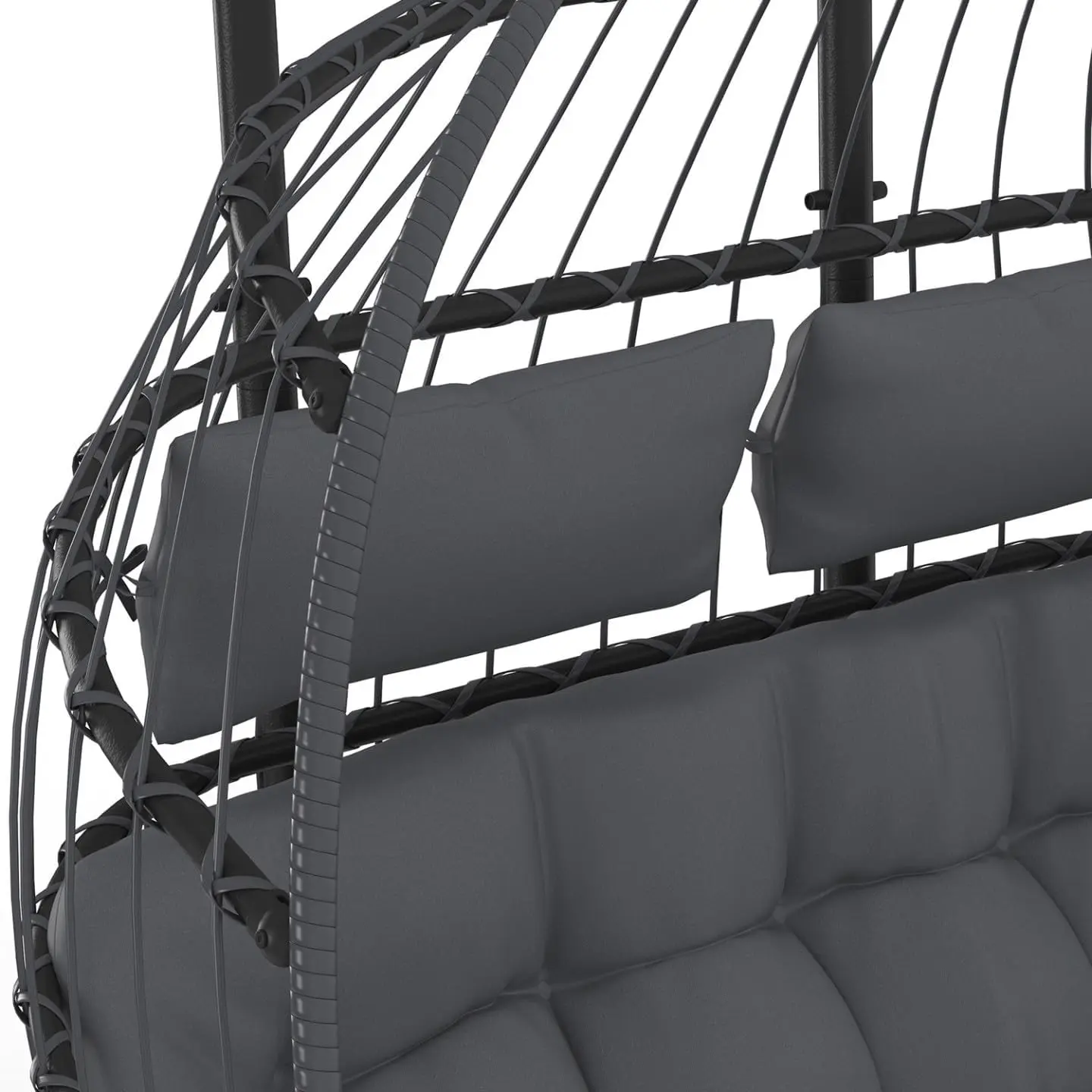 Fauteuils suspendus 2 places en rotin gris vue 7