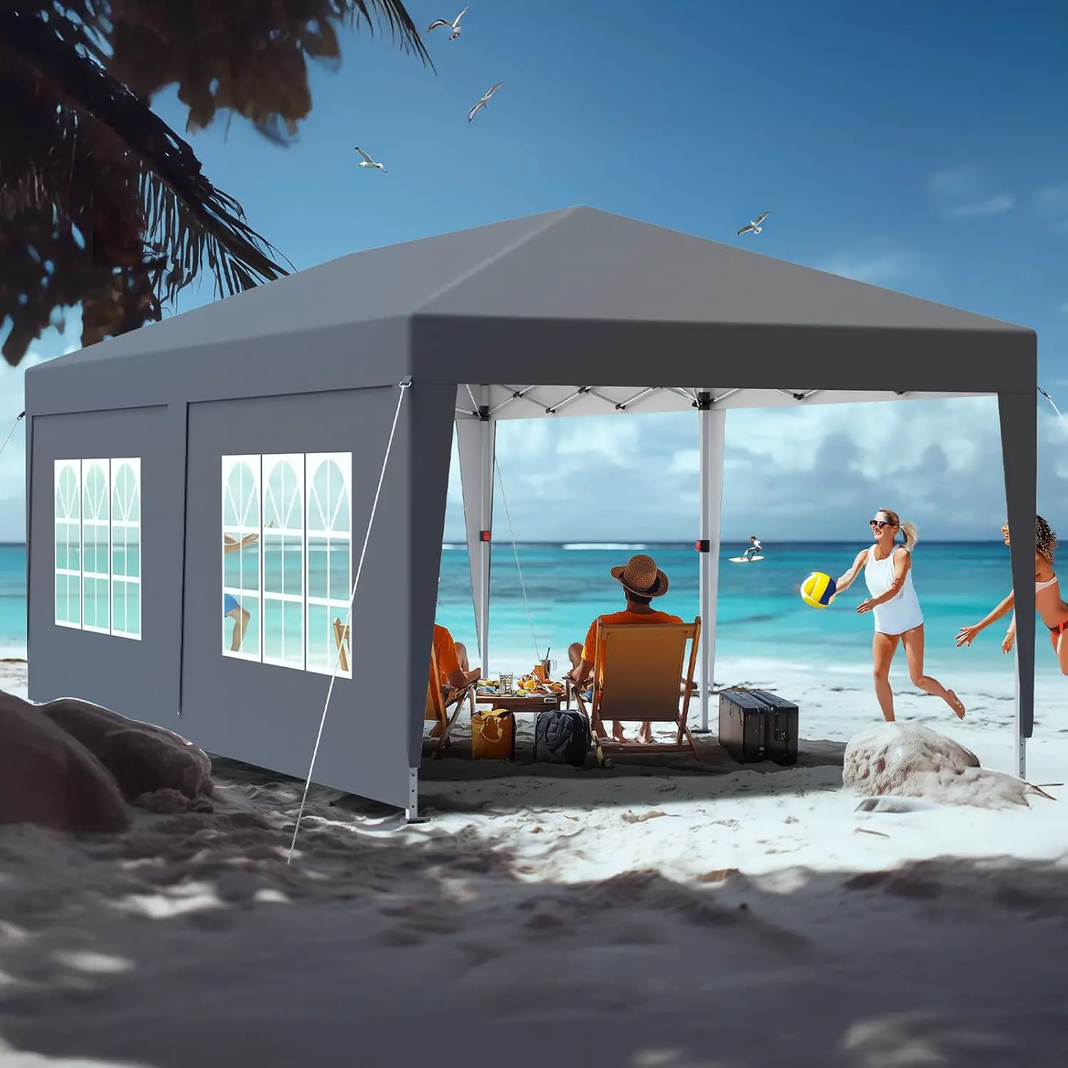 Pop Up Tonnelle de Jardin 3x6m,Tonnelle Pliante,Tente de Camping avec