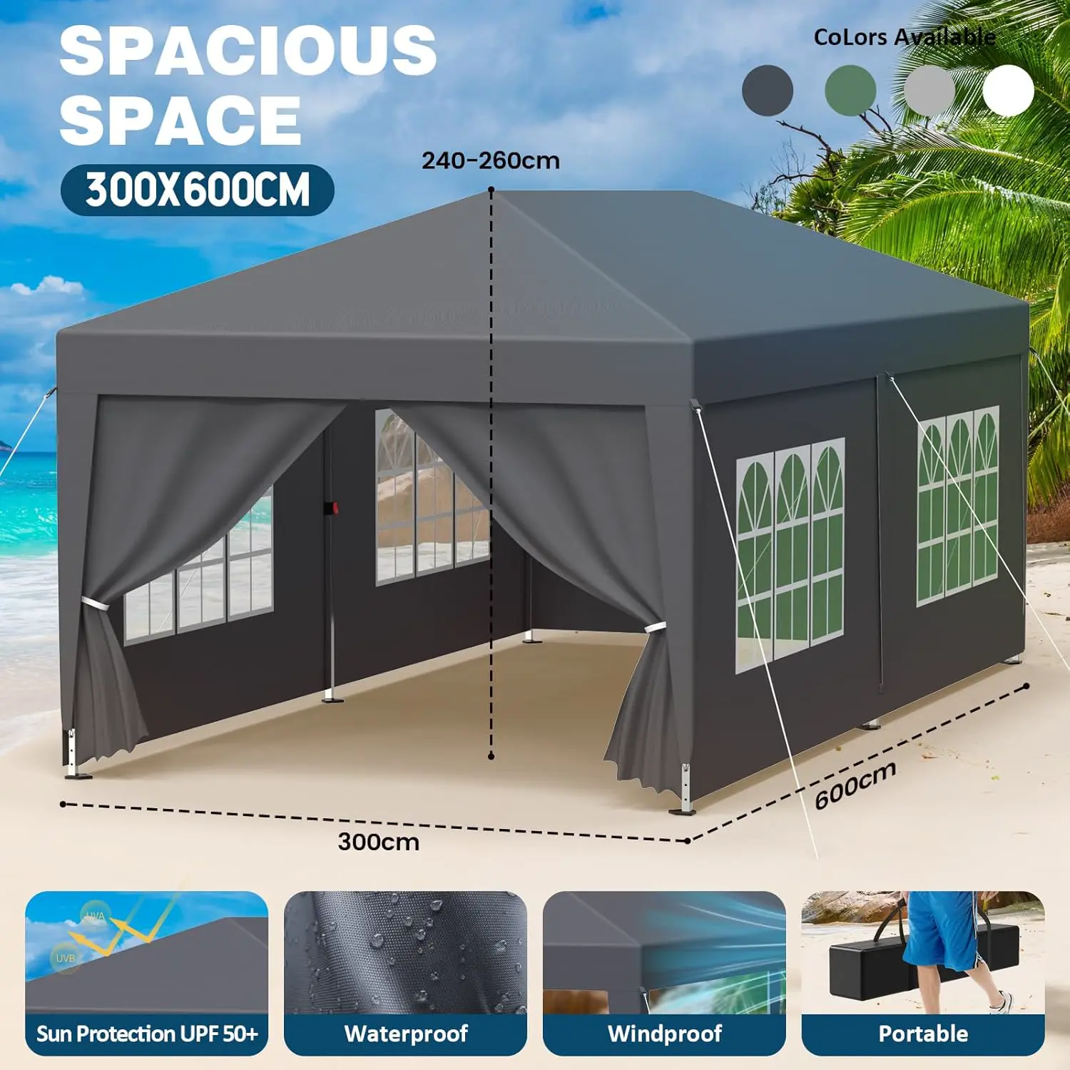 Tonnelle en métal anthracite 3x6 m vue 5