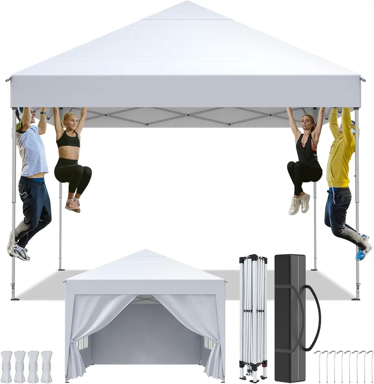 Tonnelle de Jardin 2.5x2.5m,Tonnelle Pliante,Tente de Camping avec 4