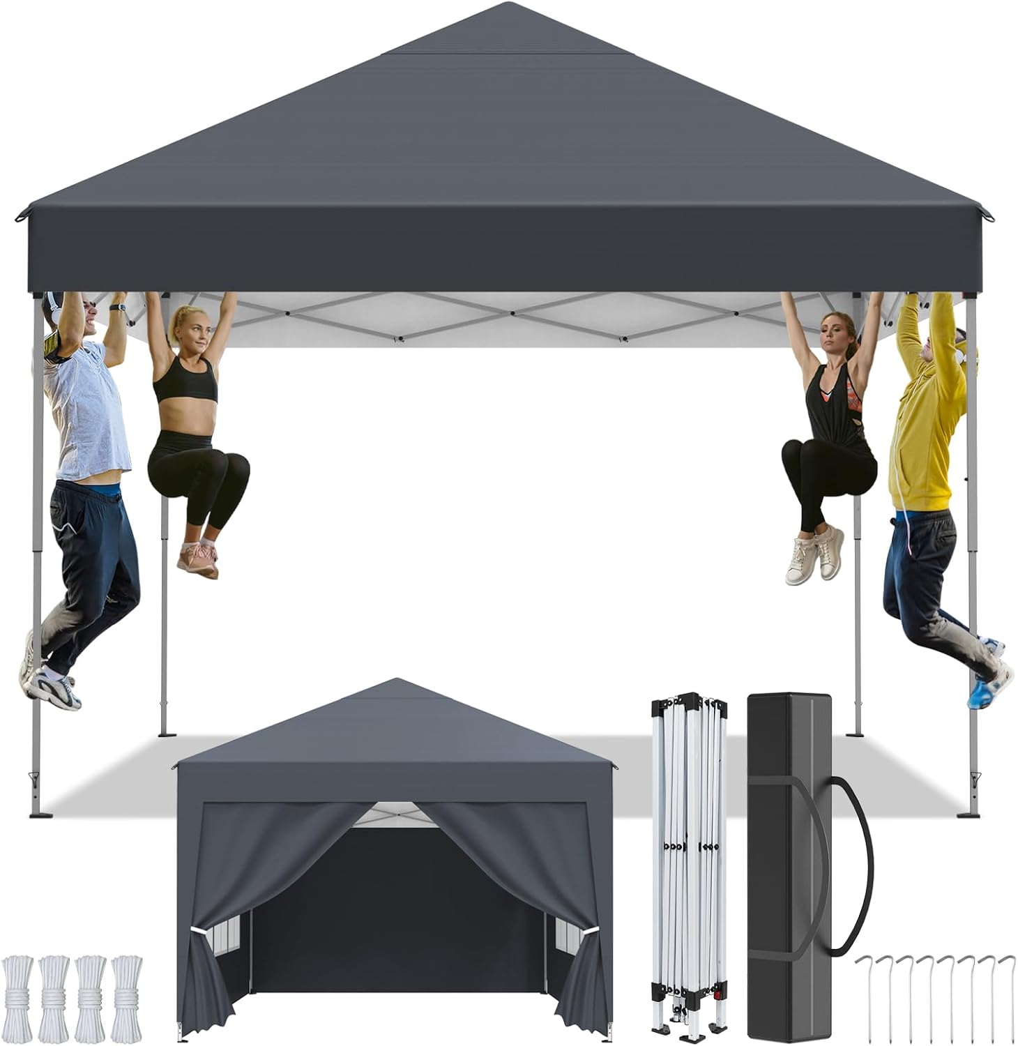 Tonnelle de Jardin 2.5x2.5m,Tonnelle Pliante,Tente de Camping avec 4