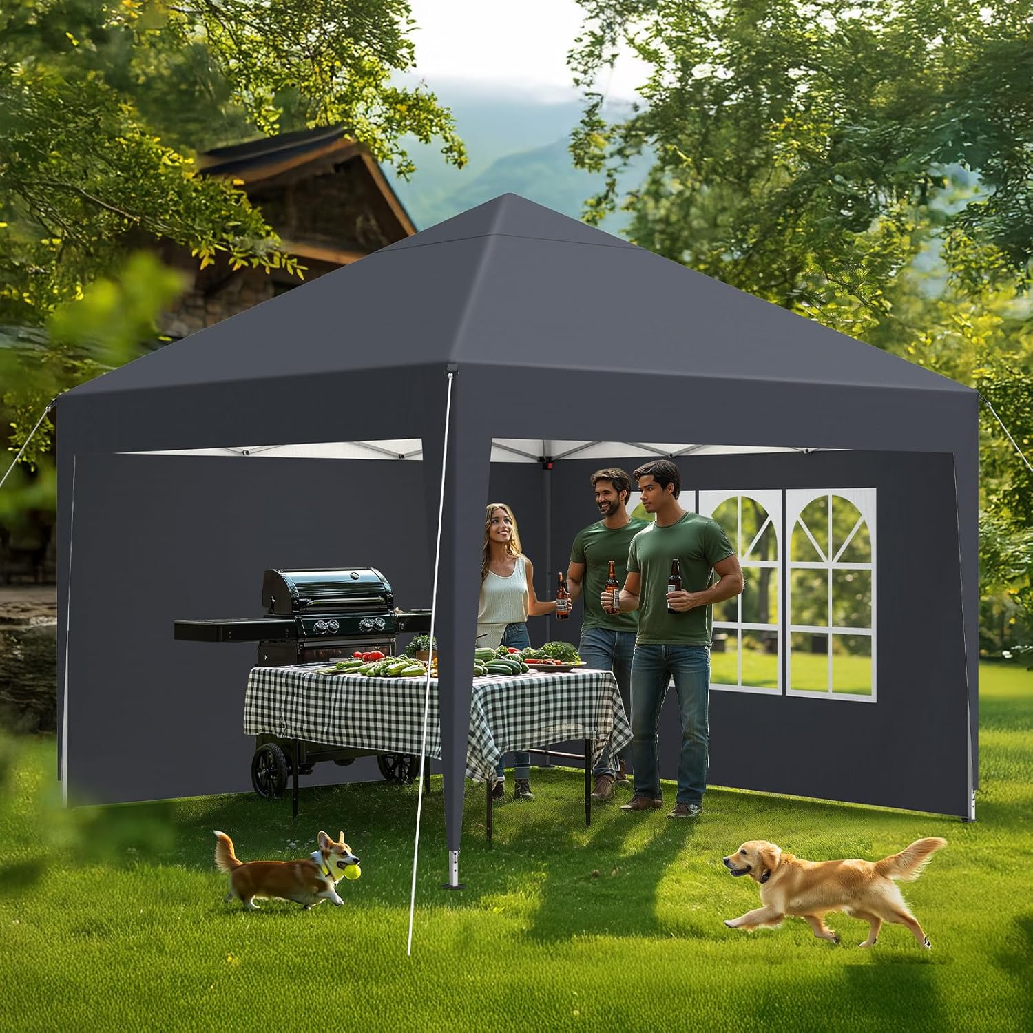 Tonnelle en métal anthracite 2,5x2,5 m vue 8
