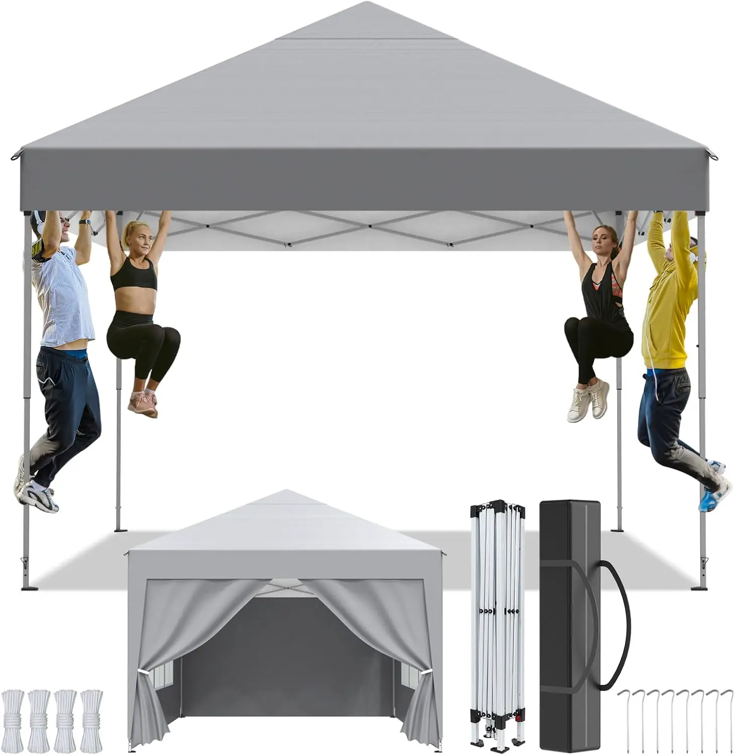 Tonnelle de Jardin 2.5x2.5m,Tonnelle Pliante,Tente de camping avec 4