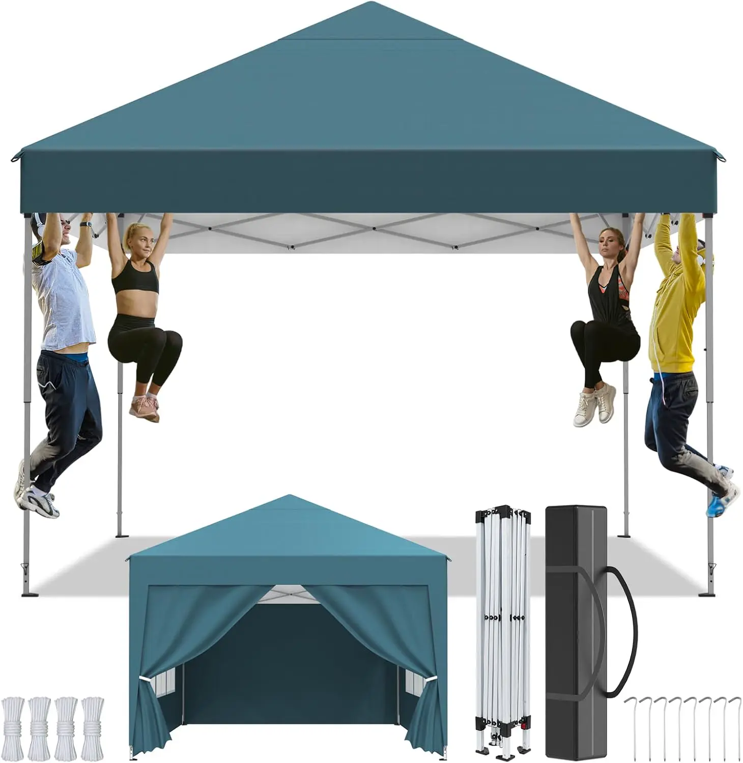 Tonnelle de Jardin 2.5x2.5m,Tonnelle Pliante,Tente de camping avec 4