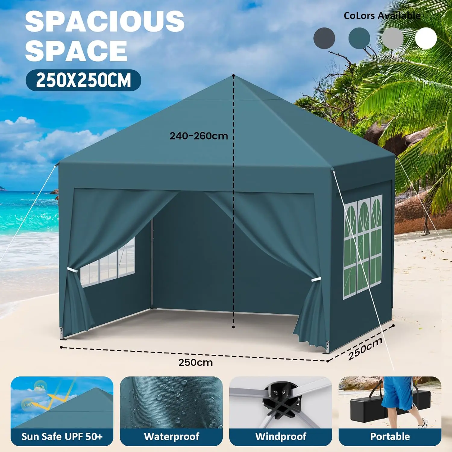 Tonnelle en métal vert 2,5x2,5 m vue 5