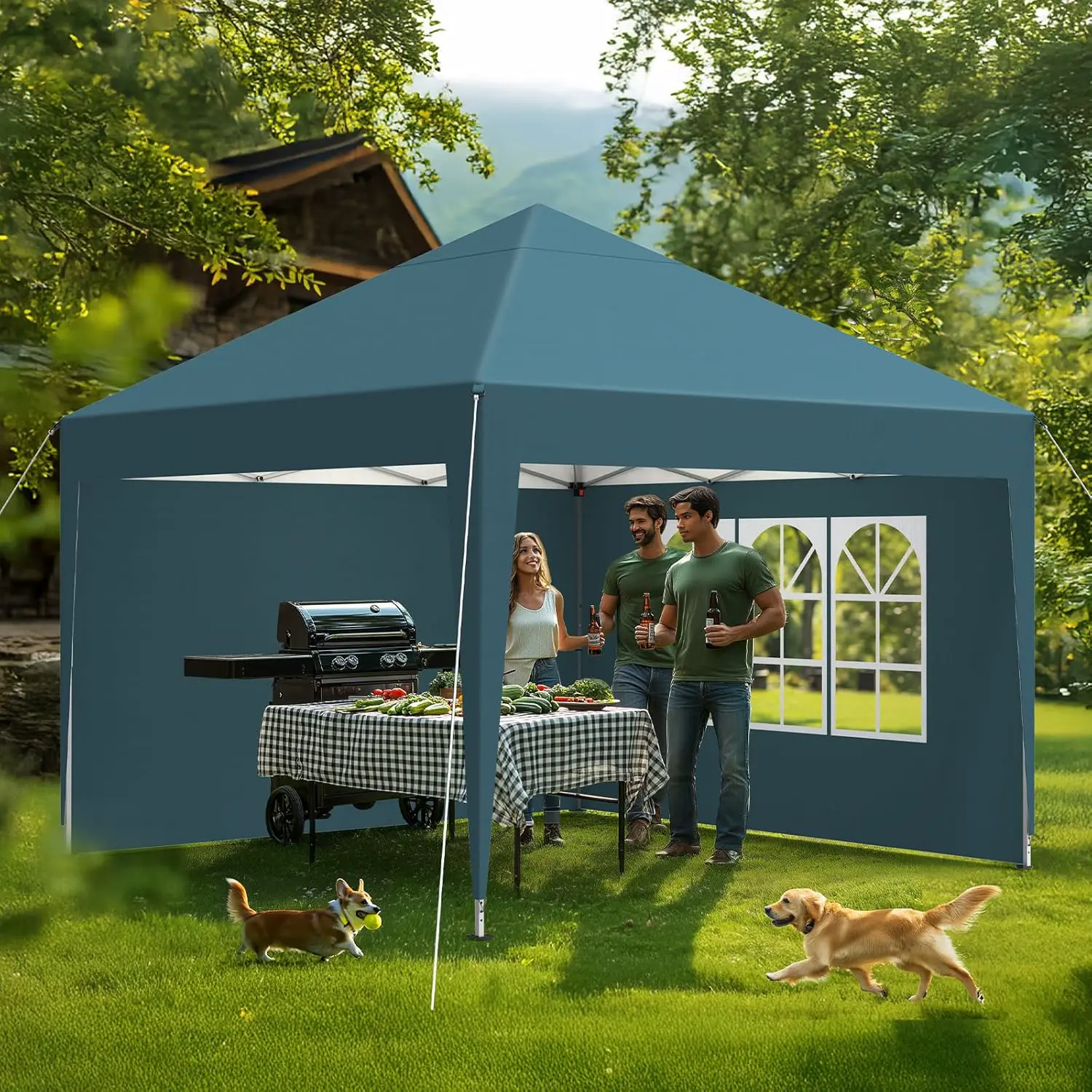 Tonnelle en métal vert 2,5x2,5 m vue 8