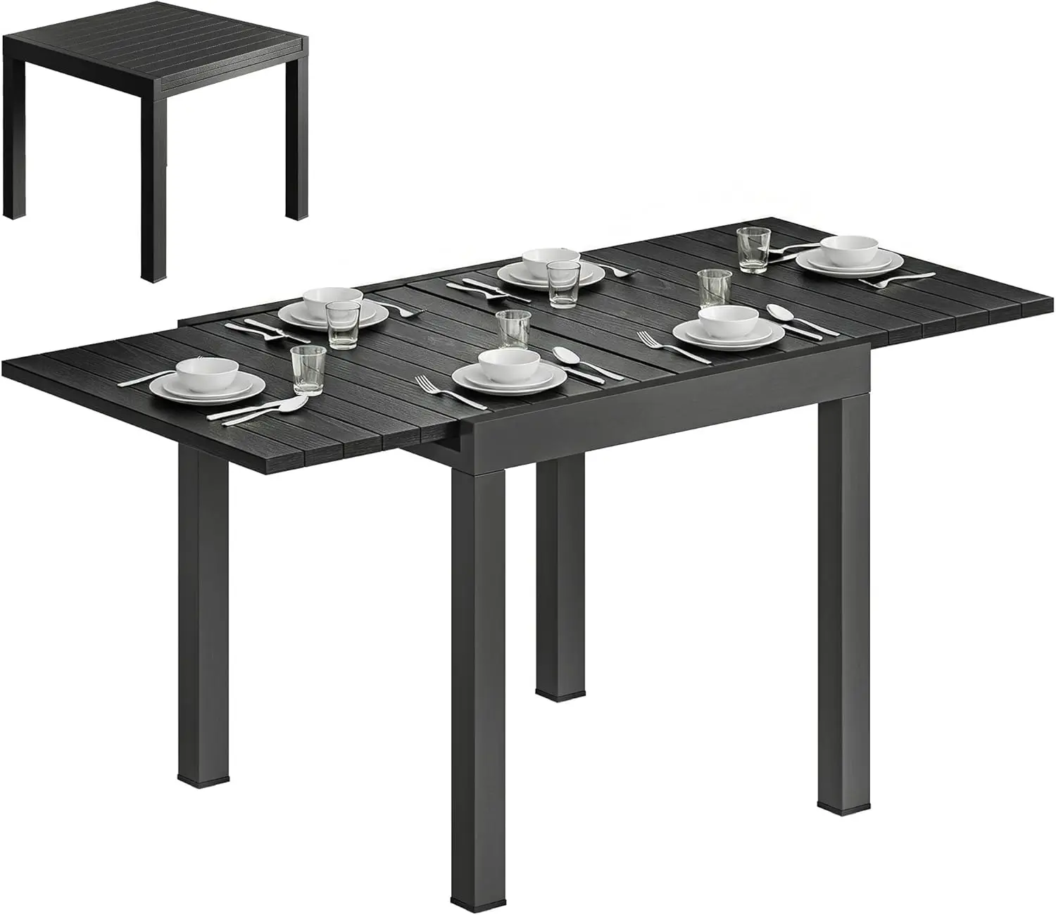 Outsunny Table de Jardin Extensible 80-160 cm en Aluminium avec Effet