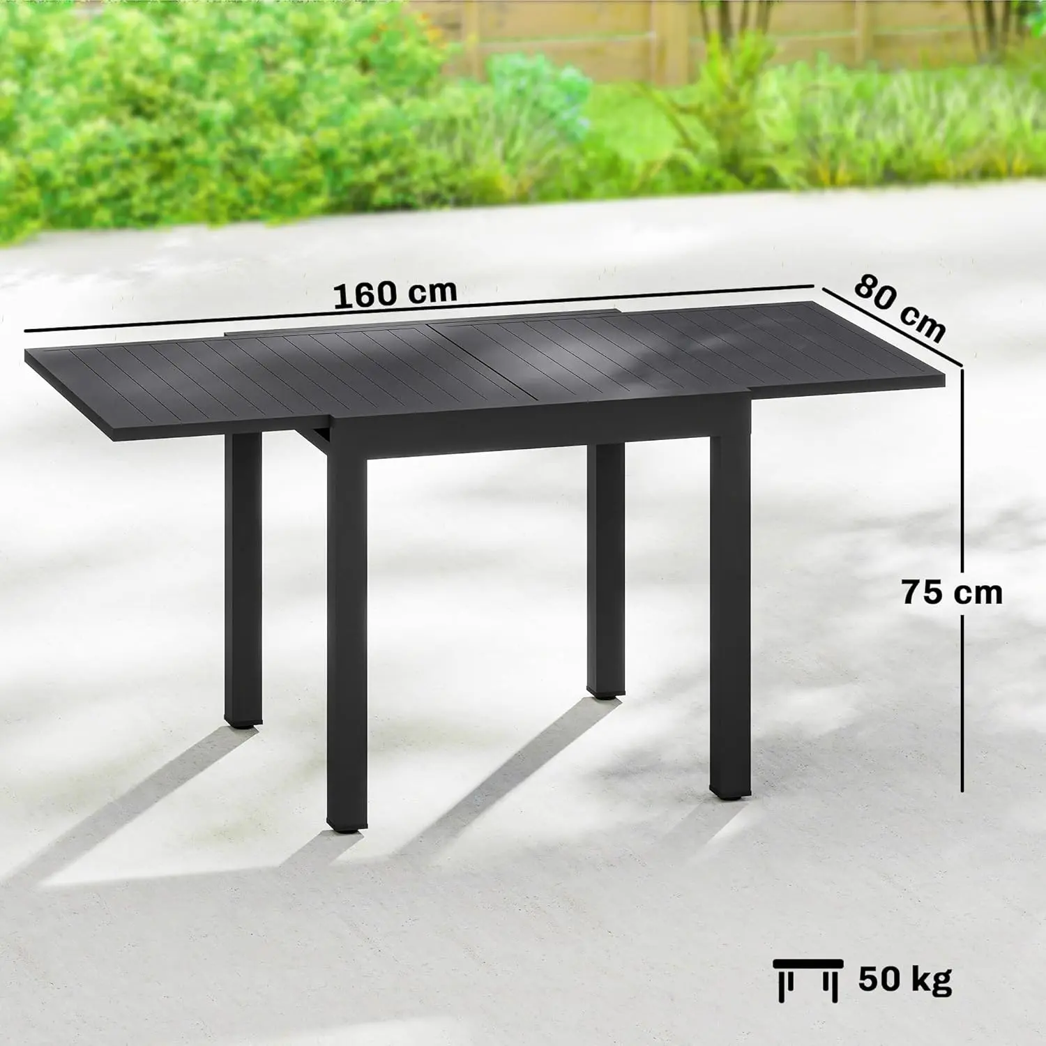 Table de jardin 6 places en aluminium noir vue 3