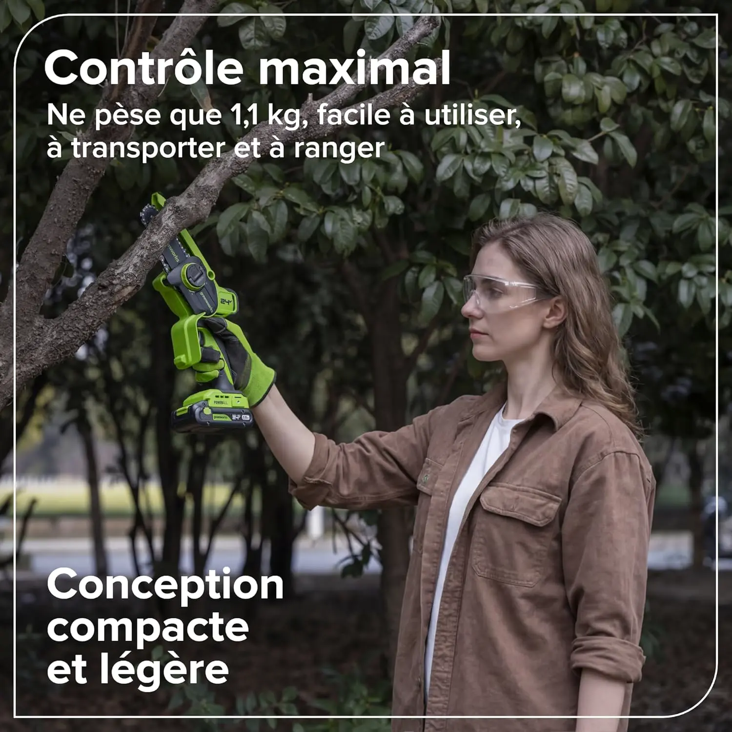 Tronçonneuse à batterie Greenworks 10cm Mini Tronconneuse a Ba… vue 4
