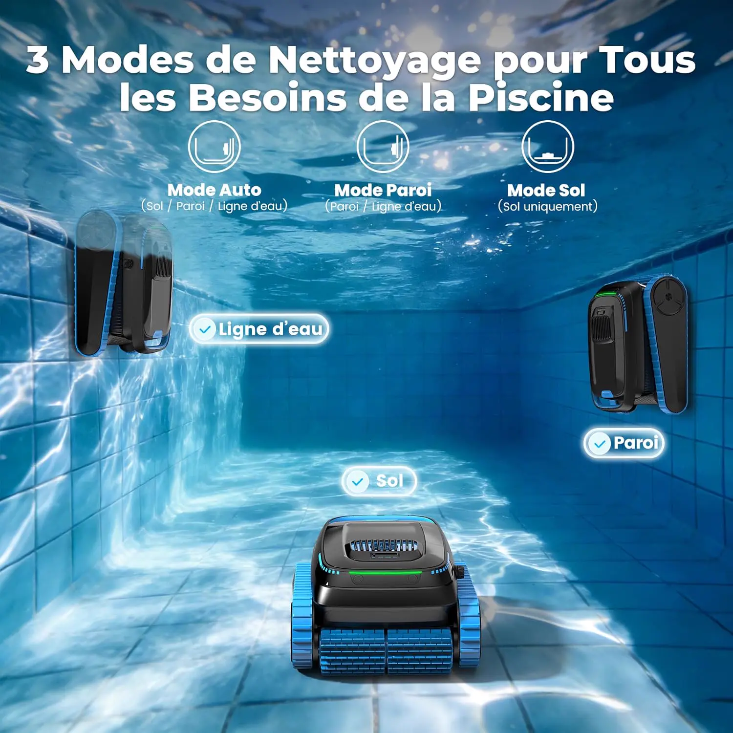 Robot piscine sable vue 2