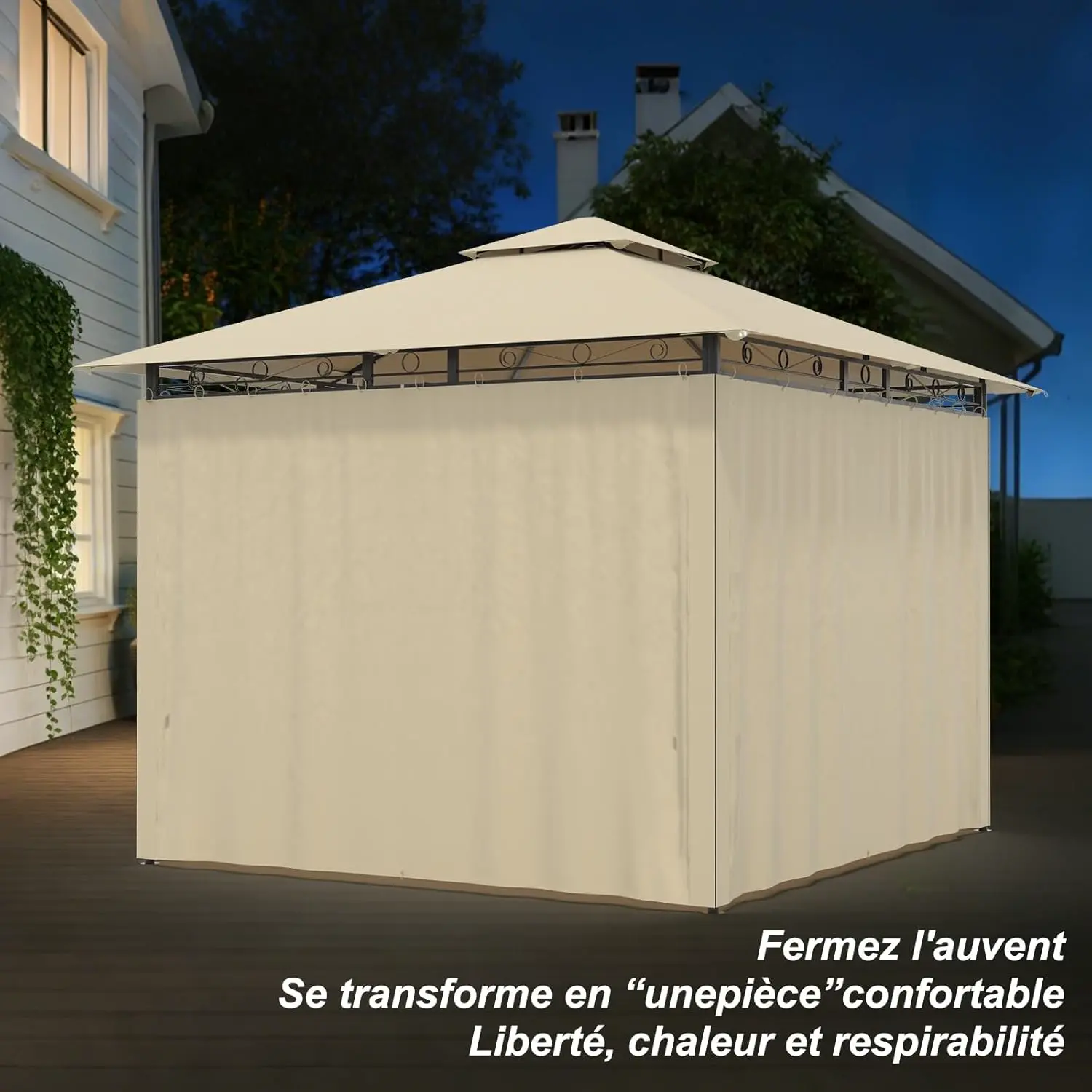 Tonnelle en métal beige 3x3 m vue 7