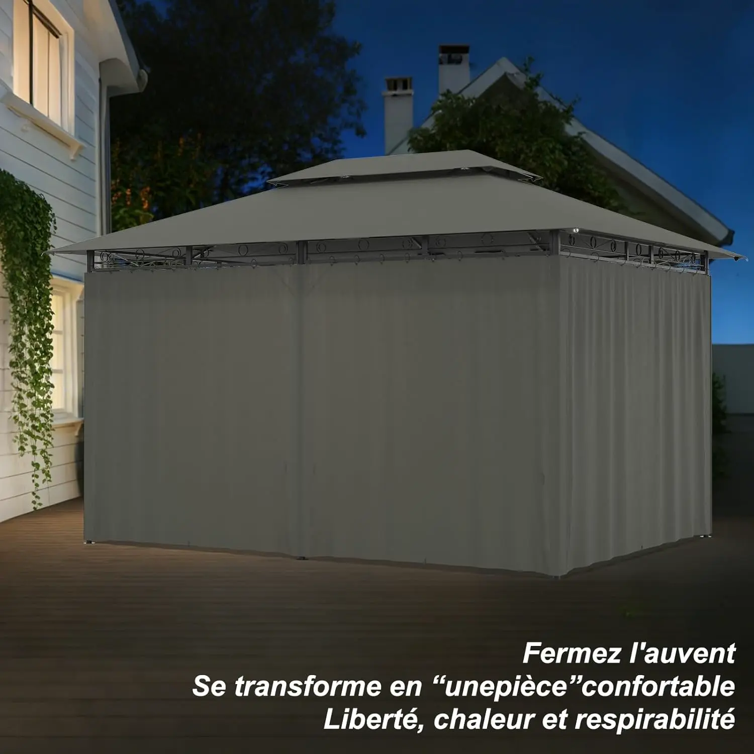 Tonnelle en métal gris 3x4 m vue 7