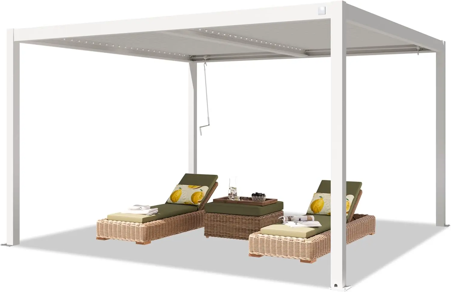 Pergola en aluminium blanc 4x4 m vue 2