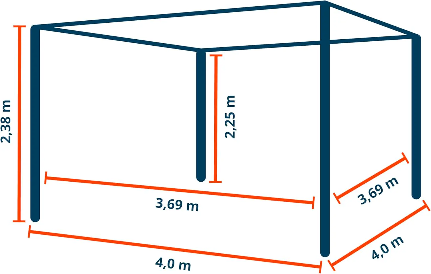 Pergola en aluminium blanc 4x4 m vue 5