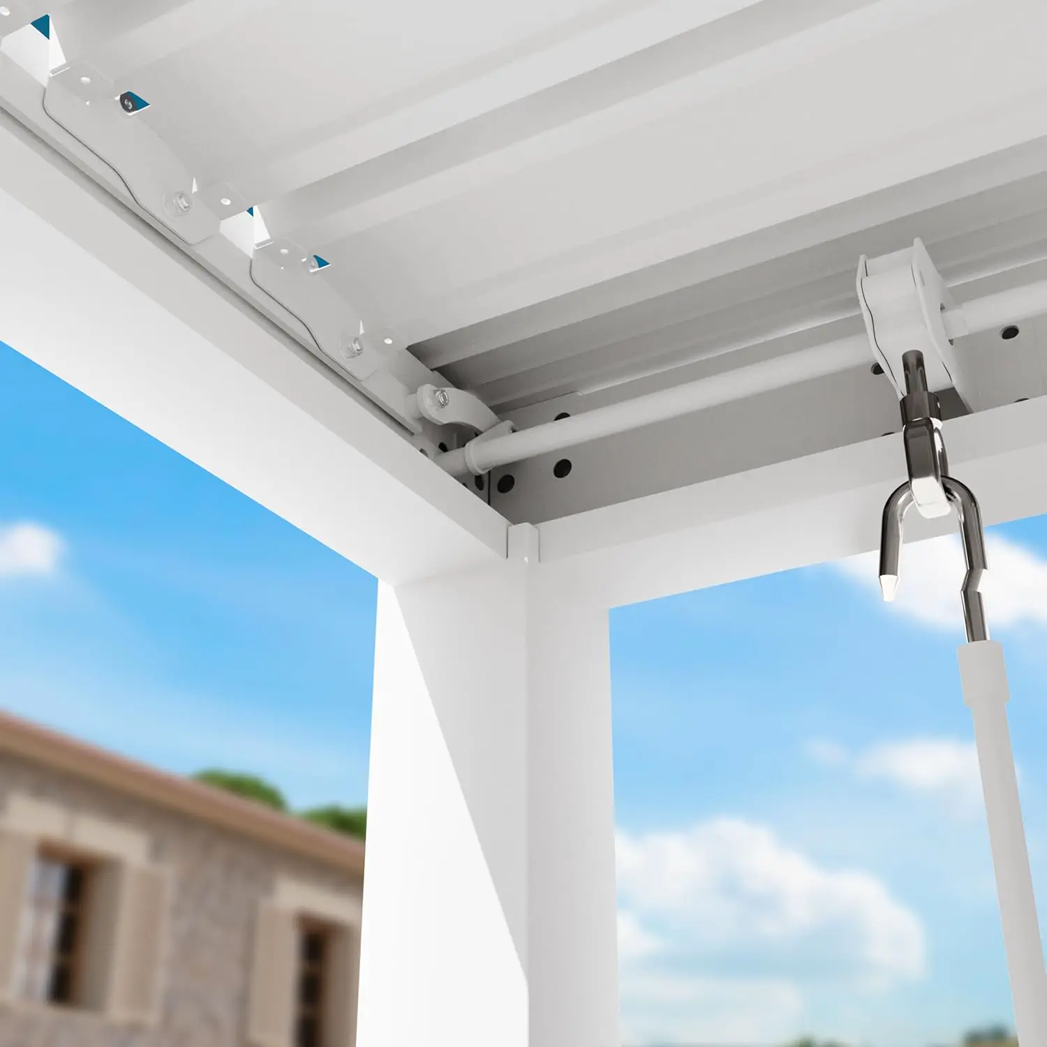 Pergola en aluminium blanc 4x4 m vue 7