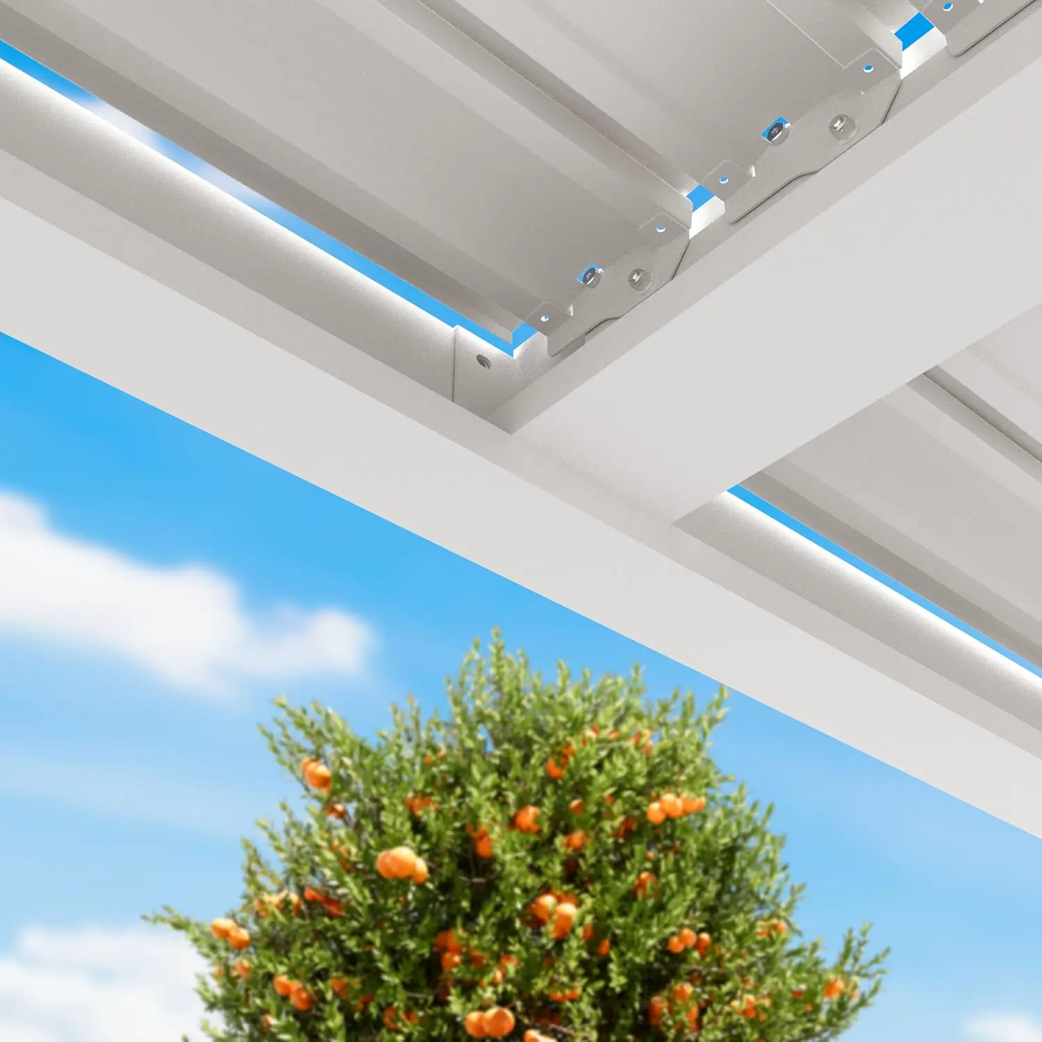 Pergola en aluminium blanc 4x4 m vue 9