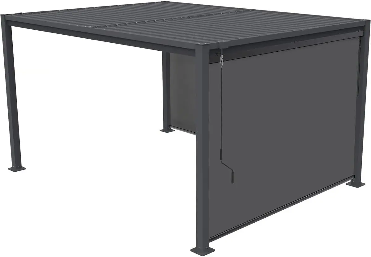 Pergola bioclimatique avec 2 Stores en Acier galvanisé Howard - 3 x 4 m - Gris