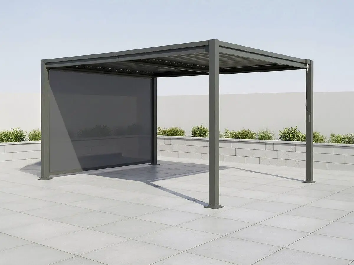 Pergola en métal gris 3x4 m vue 2