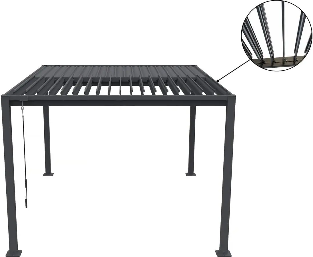 Pergola en métal gris 3x4 m vue 3