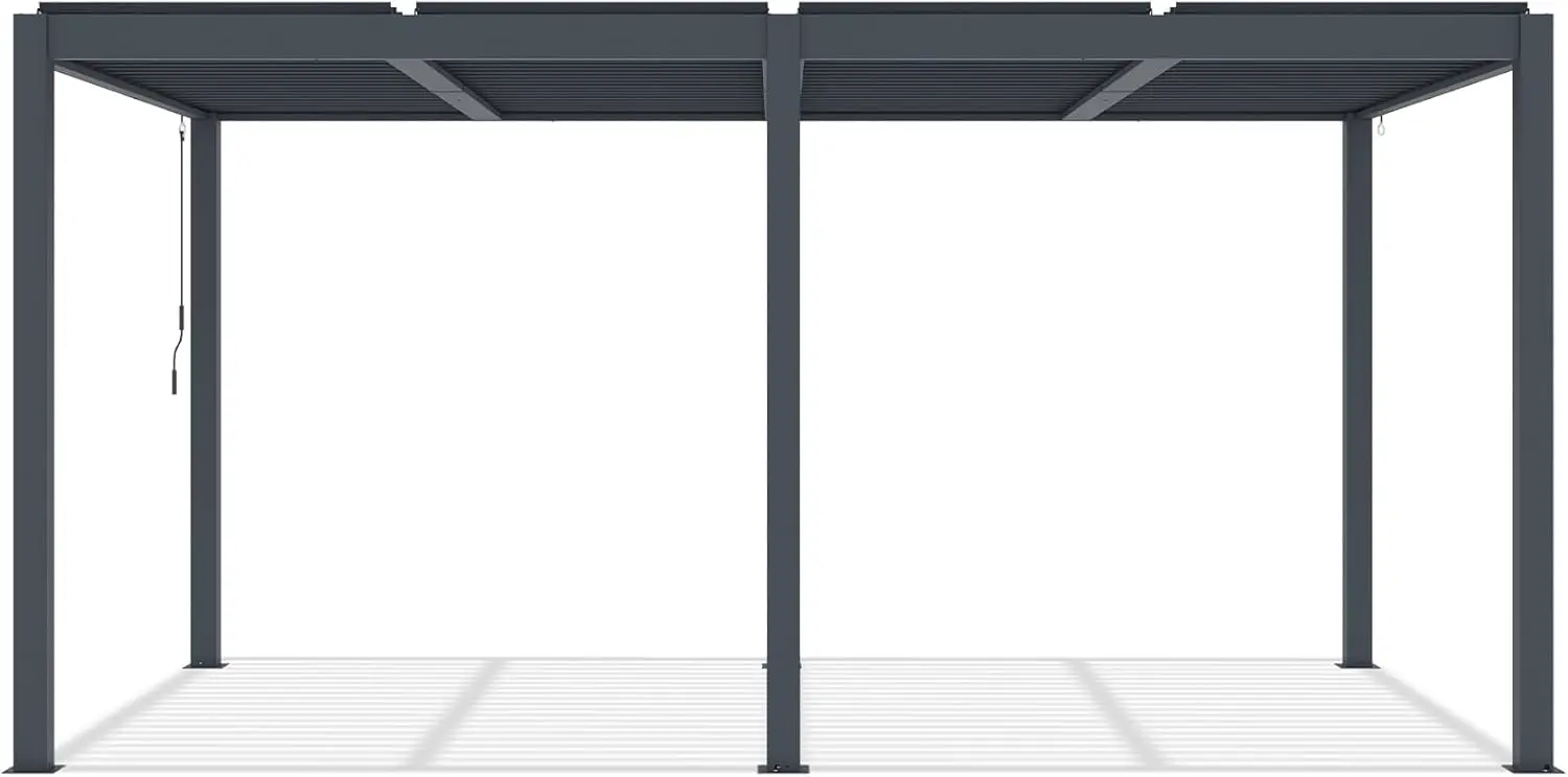 Pergola en aluminium gris 5x3 m autoportée vue 4