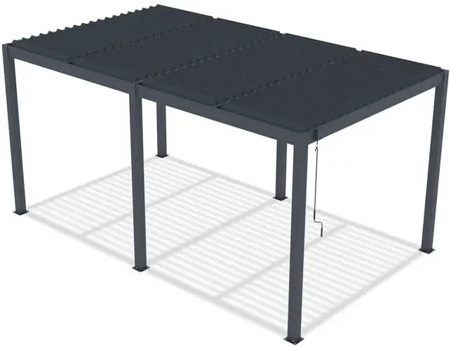 Pergola en aluminium gris 5x3 m autoportée vue 7