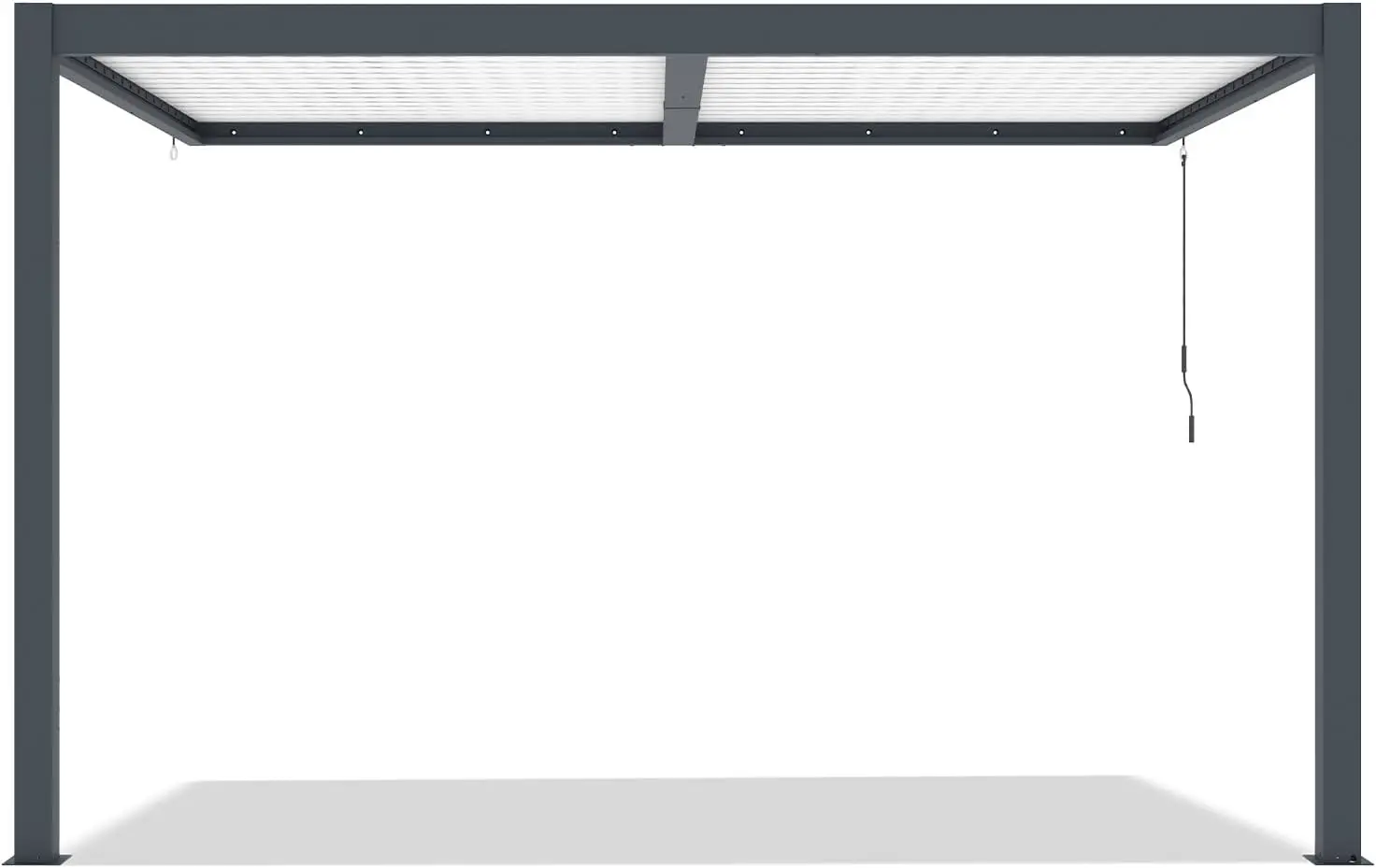 Pergola en aluminium gris 4x3 m adossée vue 4