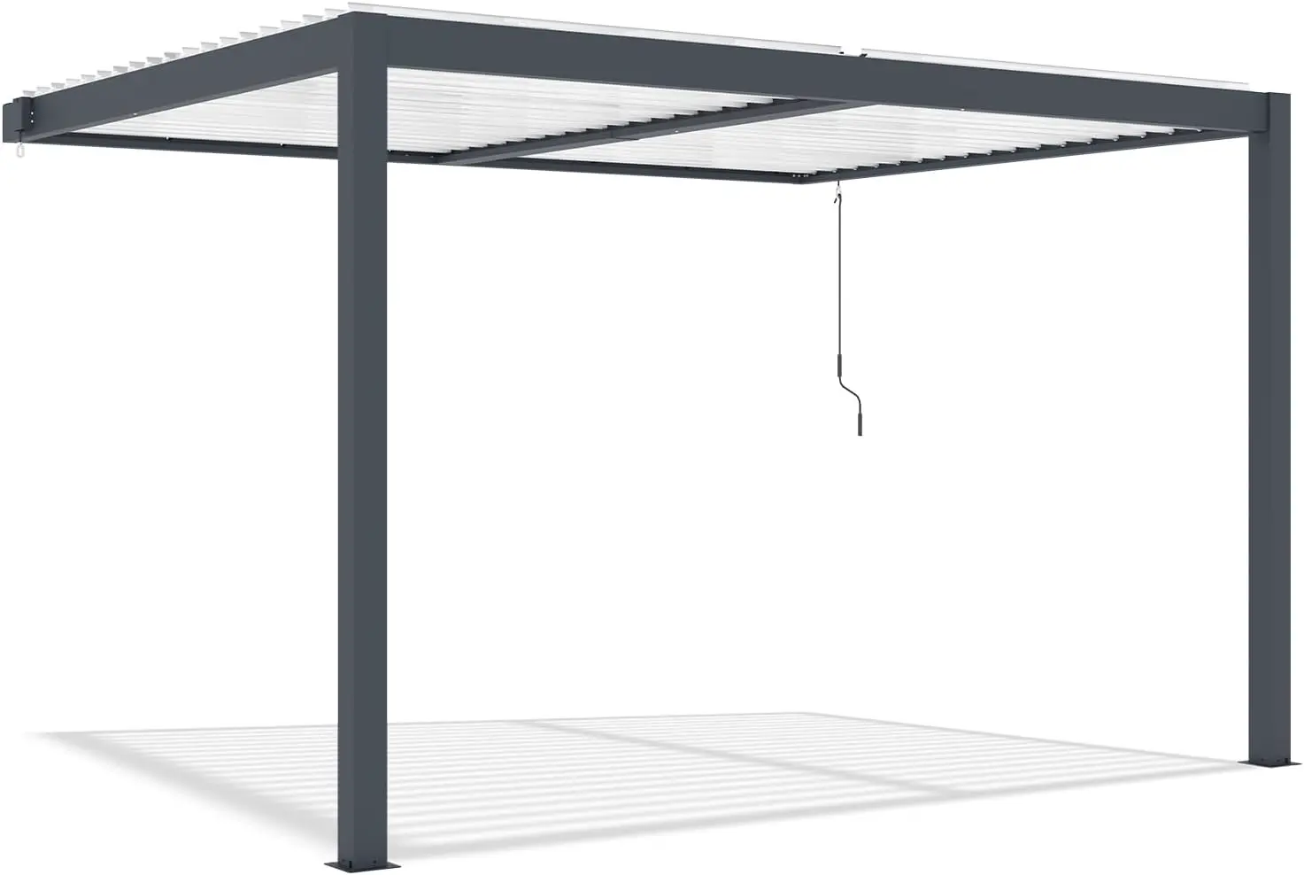 Pergola en aluminium gris 4x3 m adossée vue 6