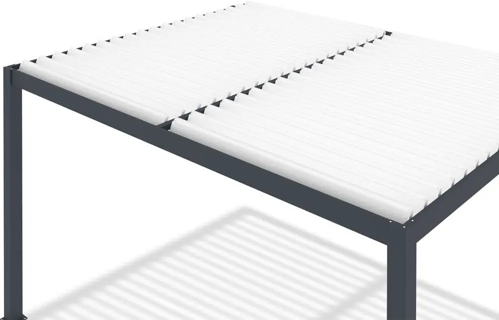 Pergola en aluminium gris 4x3 m adossée vue 7