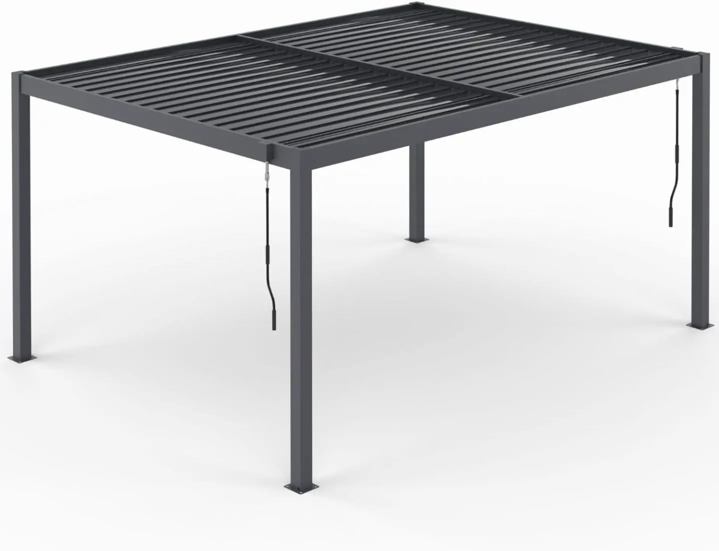IDMarket - Pergola bioclimatique Lames orientables Acier 3x4 M Rideaux et moustiquaire Gris Anthracite