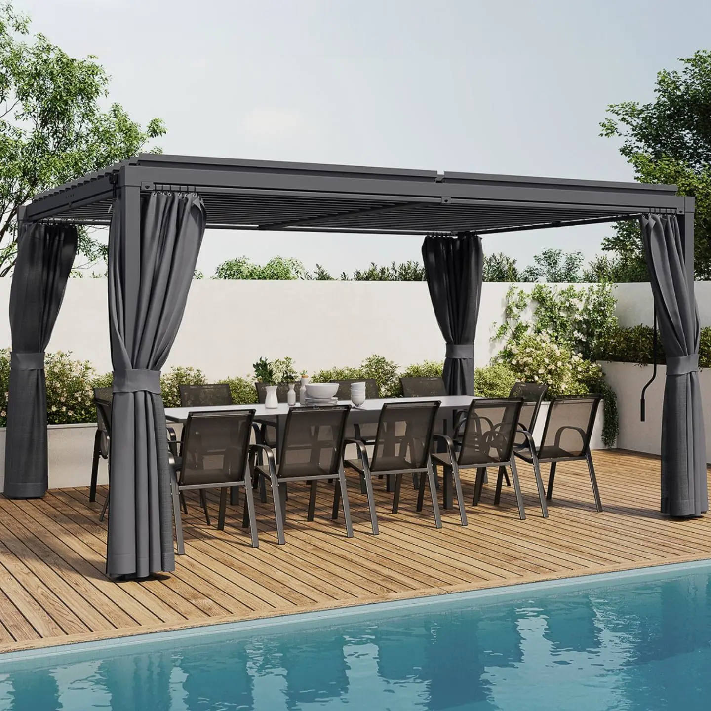 Pergola en métal gris 3x4 m vue 2