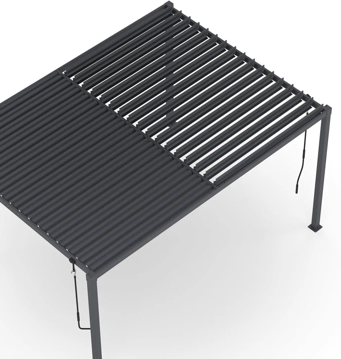Pergola en métal gris 3x4 m vue 3