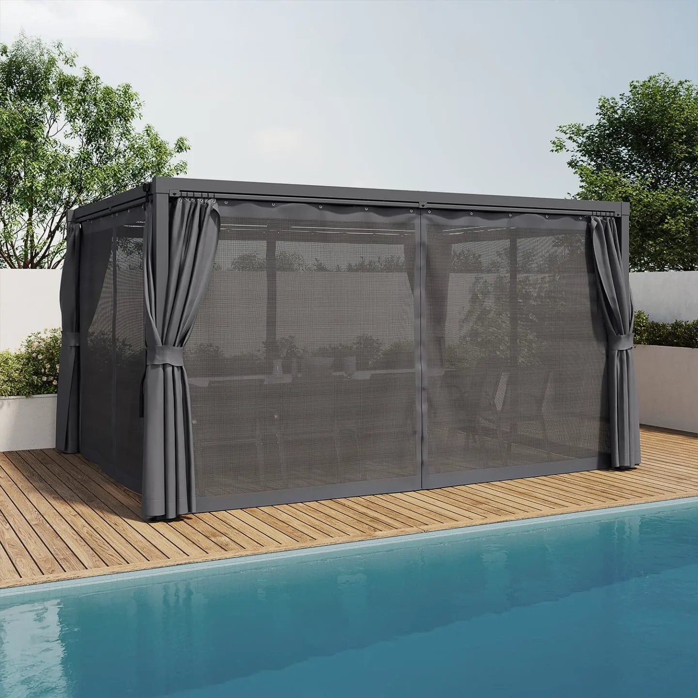Pergola en métal gris 3x4 m vue 4