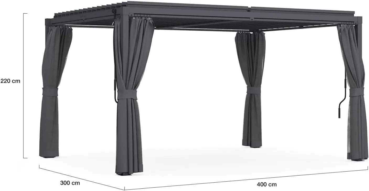 Pergola en métal gris 3x4 m vue 5