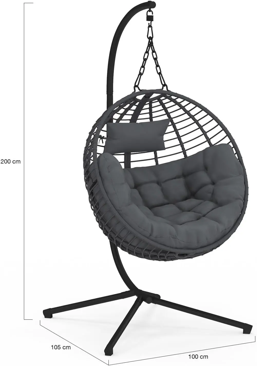 Fauteuils suspendus en rotin gris vue 3