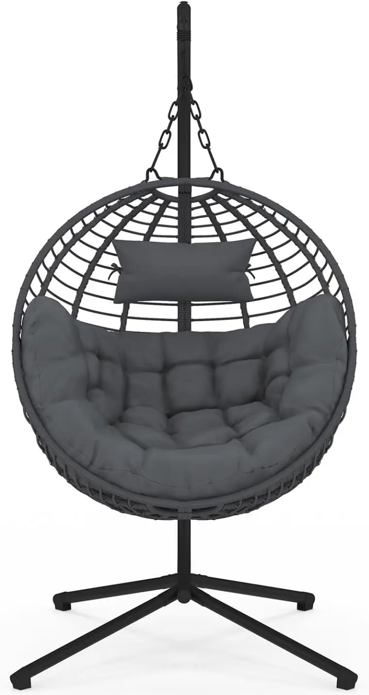 Fauteuils suspendus en rotin gris vue 5