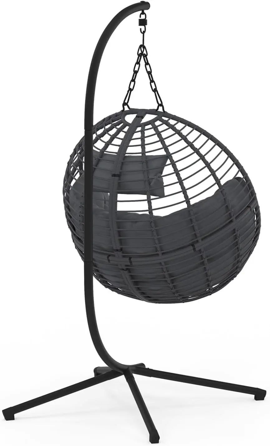 Fauteuils suspendus en rotin gris vue 6
