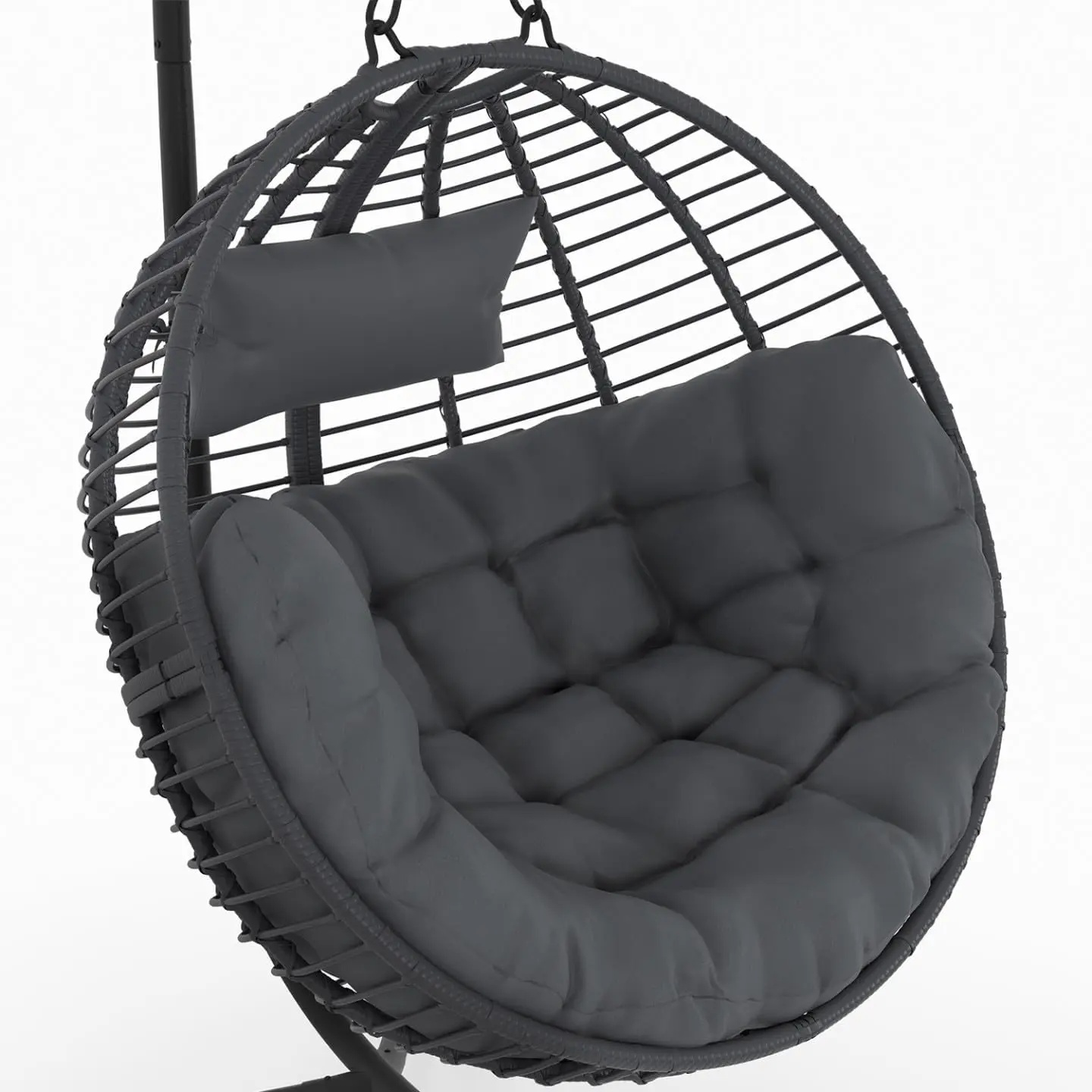 Fauteuils suspendus en rotin gris vue 7