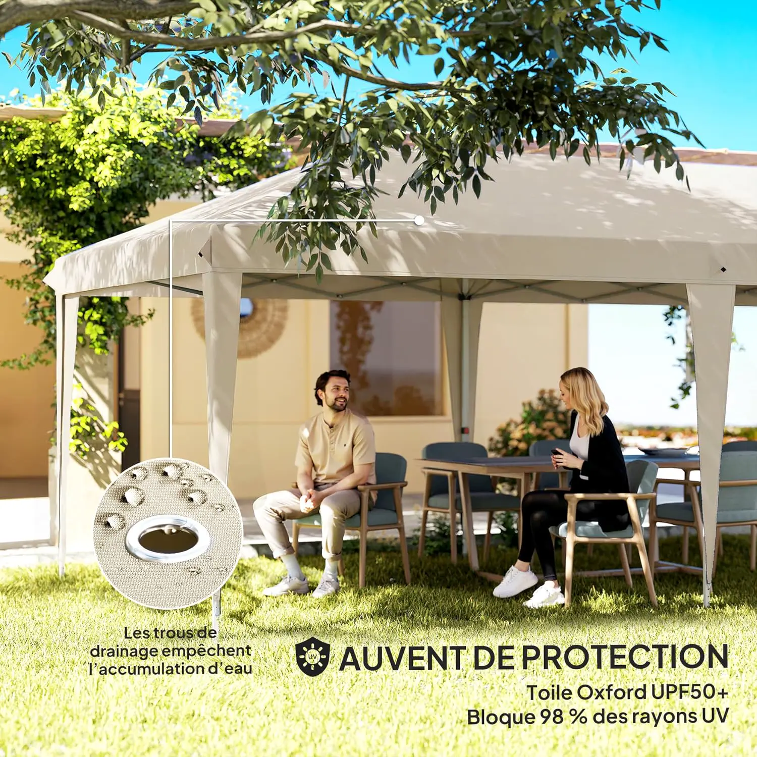 Tonnelle en métal beige 3x6 m vue 5