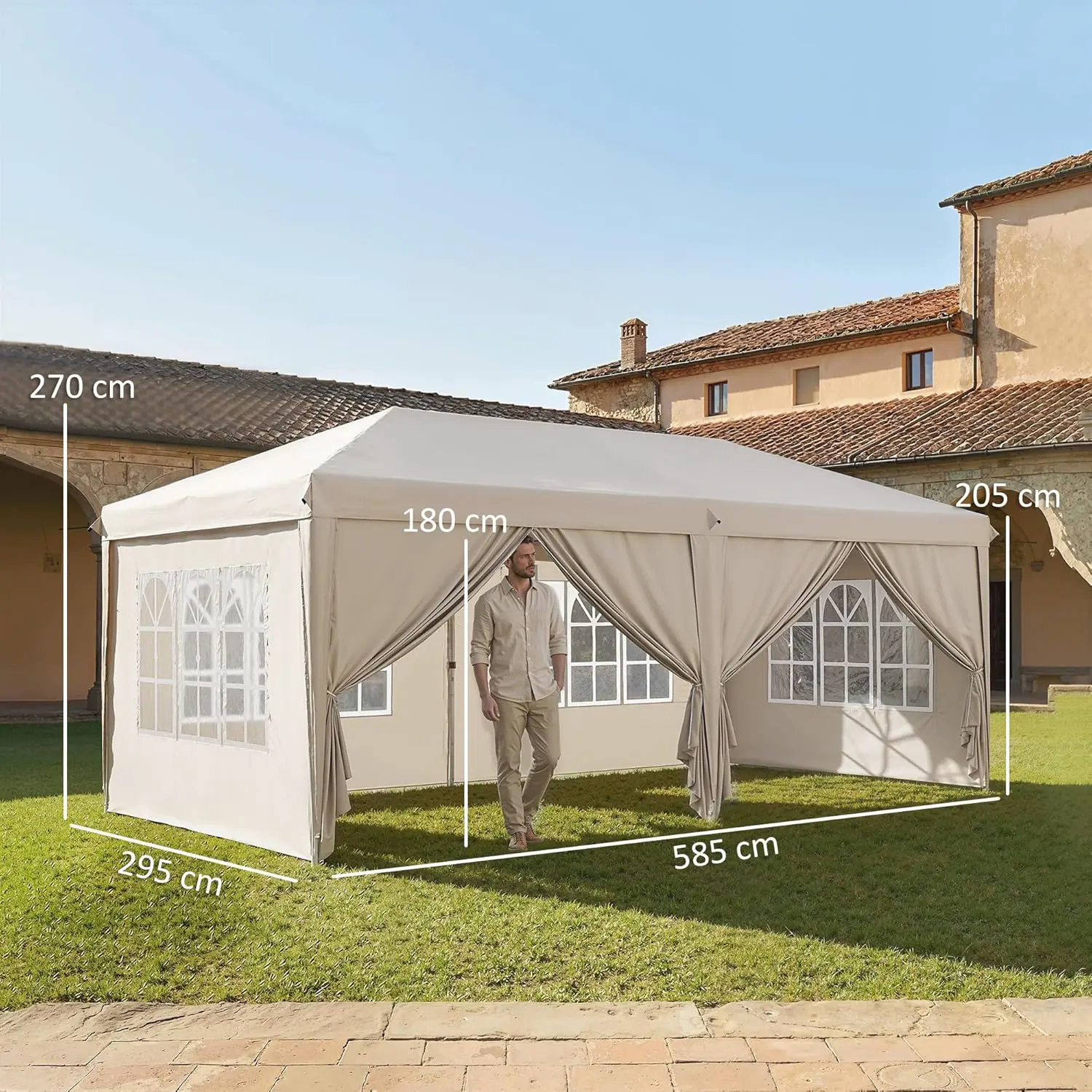 Tonnelle en métal beige 3x6 m vue 7
