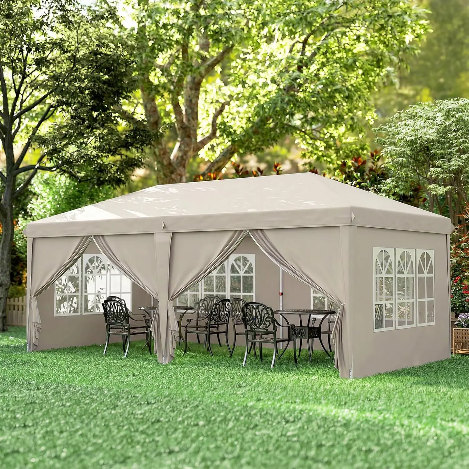 Tonnelle en métal beige 3x6 m vue 9